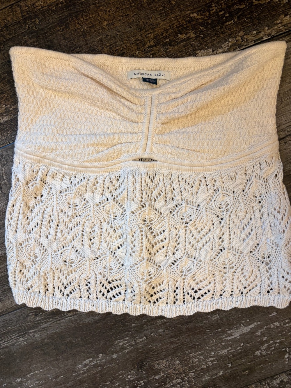 American Eagle Outfitters Cream Crochet Strapless Tube Top